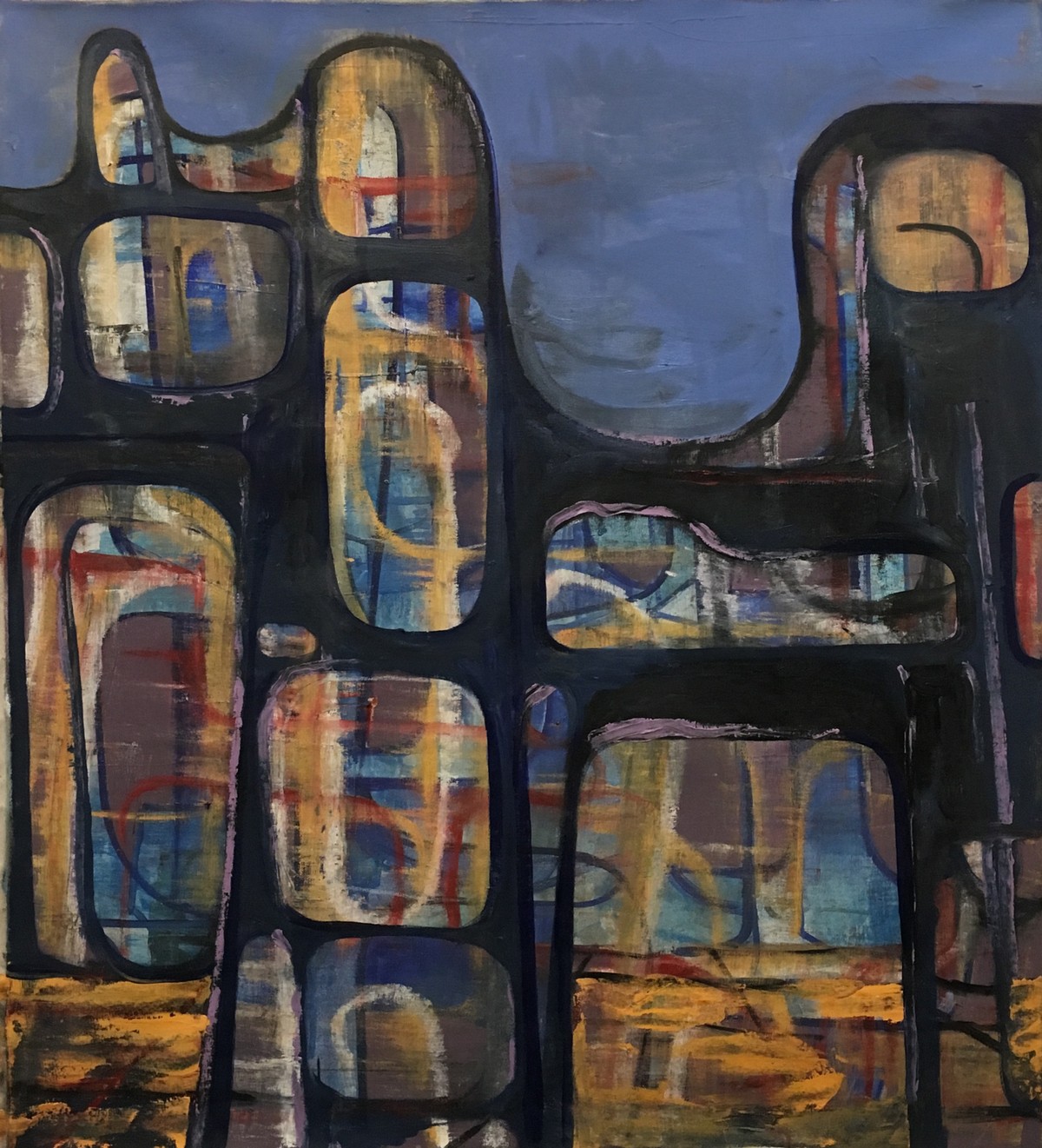 City, Oil on canvas, 34 x 38 inches, 2017