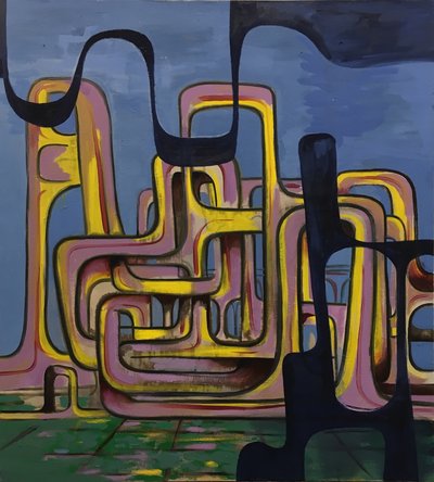 Espalier, Oil on canvas, 34 x 38 inches, 2017