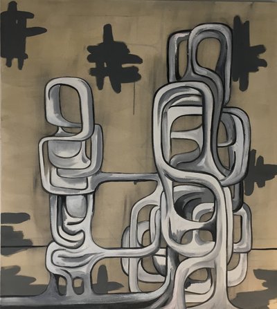 Figures, Oil on canvas, 34 x 38 inches, 2017
