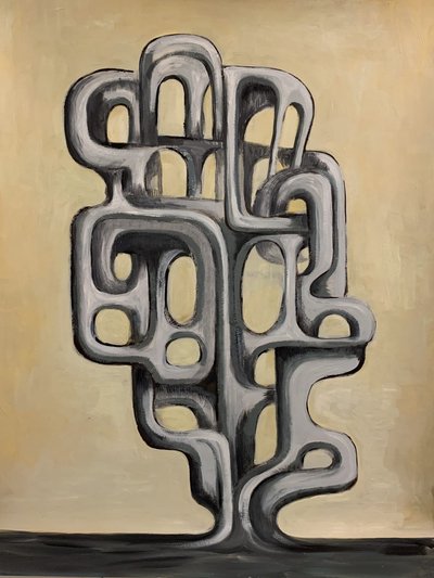 Memories of Ragusa, Oil and shellac on paper, 23 x 32 inches, 2018