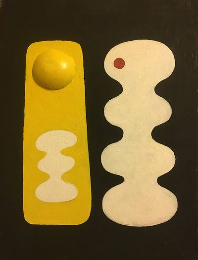 Untitled, Acrylic and rubber on board, 12 x 16 inches, 2015
