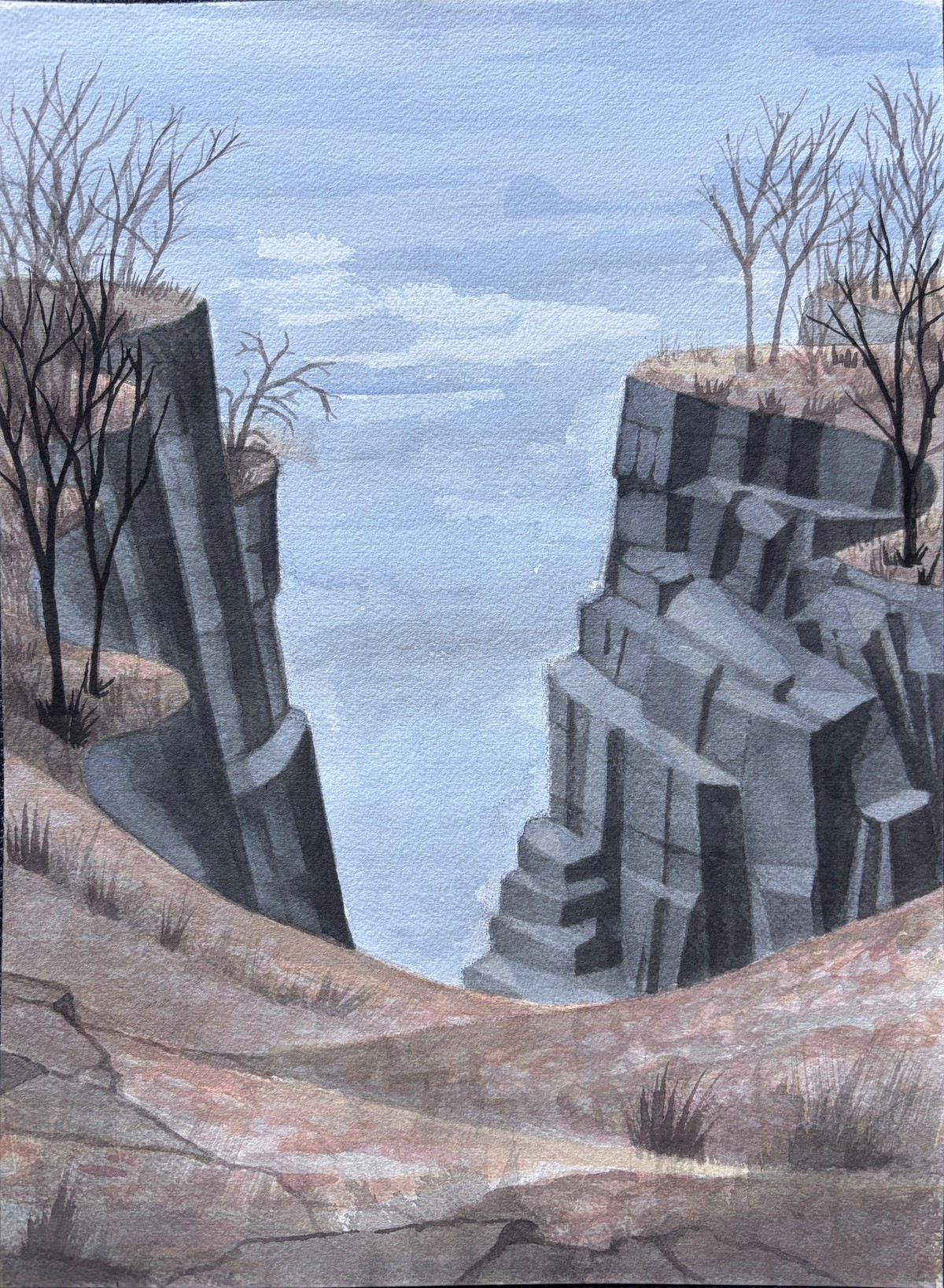 Looking East, Gouache on paper, 26 x 36 cm, 2020