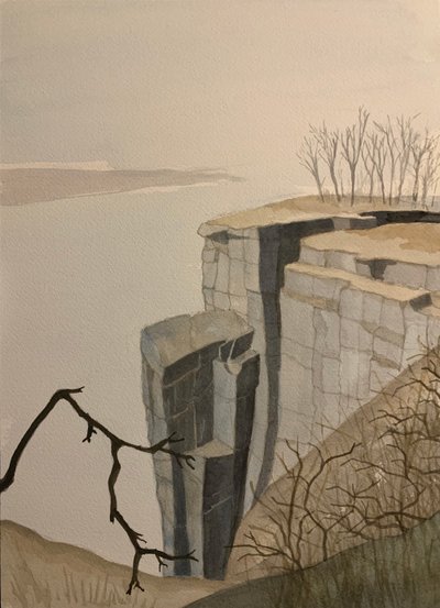A Pillar, Gouache on paper, 26 x 36 cm, 2020