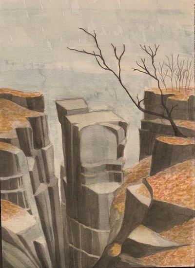 A Tower, Gouache on paper, 26 x 36 cm, 2020