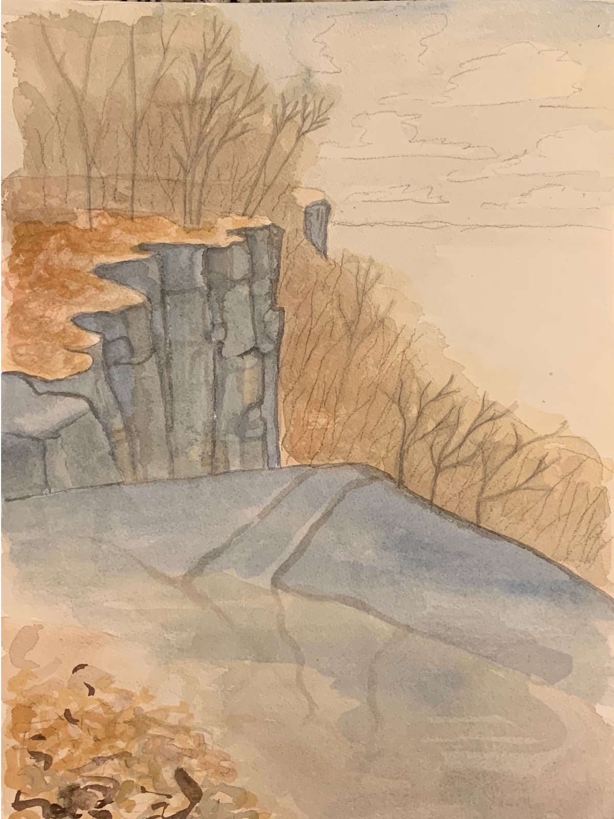 Looking North, Gouache and pencil on paper, 26 x 36 cm, 2020