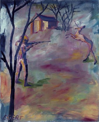 Hunting, Oil on board, 32 x 24 inches, 1982