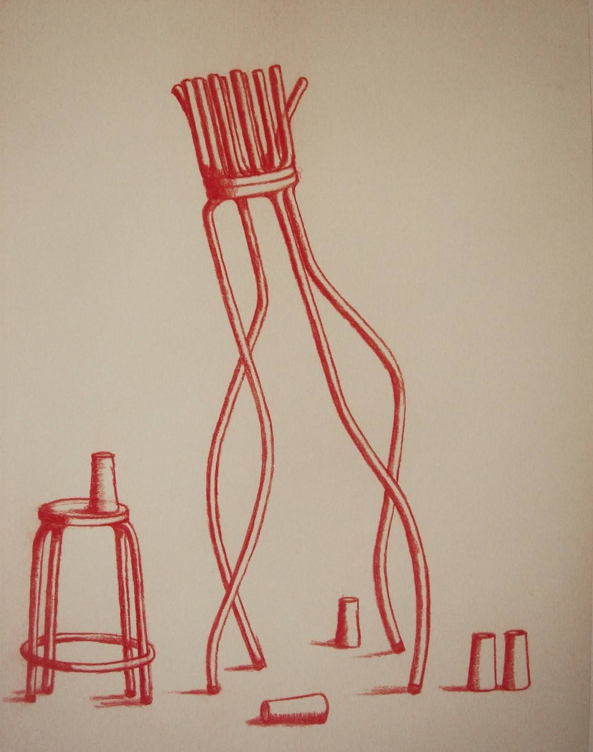 Drinking Alone, Conté on paper, 36 x 24 inches, 2010