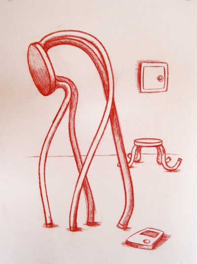 Wall Safe, Conté on paper, 36 x 24 inches, 2010
