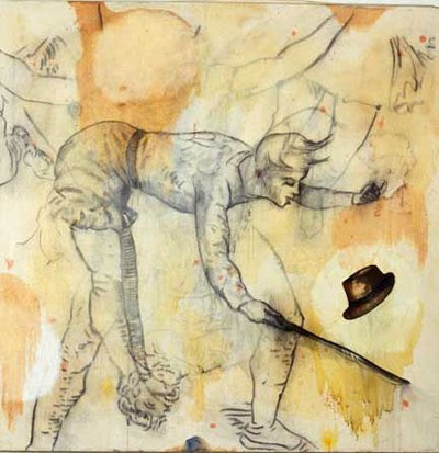 Hat Trick, Oil and glue on canvas, 56 x 54 inches, 1989