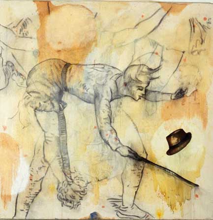Hat Trick, Oil and glue on canvas, 56 x 54 inches, 1989