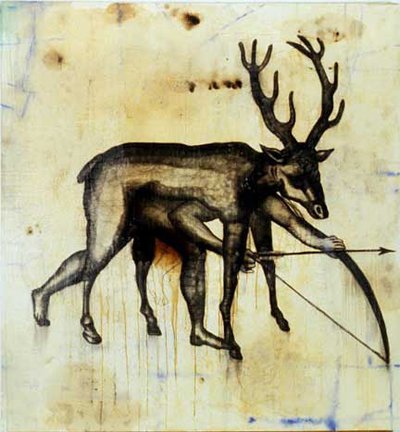 Hunter, Oil and glue on canvas, 56 x 54 inches, 1989