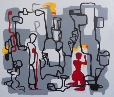 Bleeding Hearts, Acrylic on canvas, 60 x 48 inches, 2015
