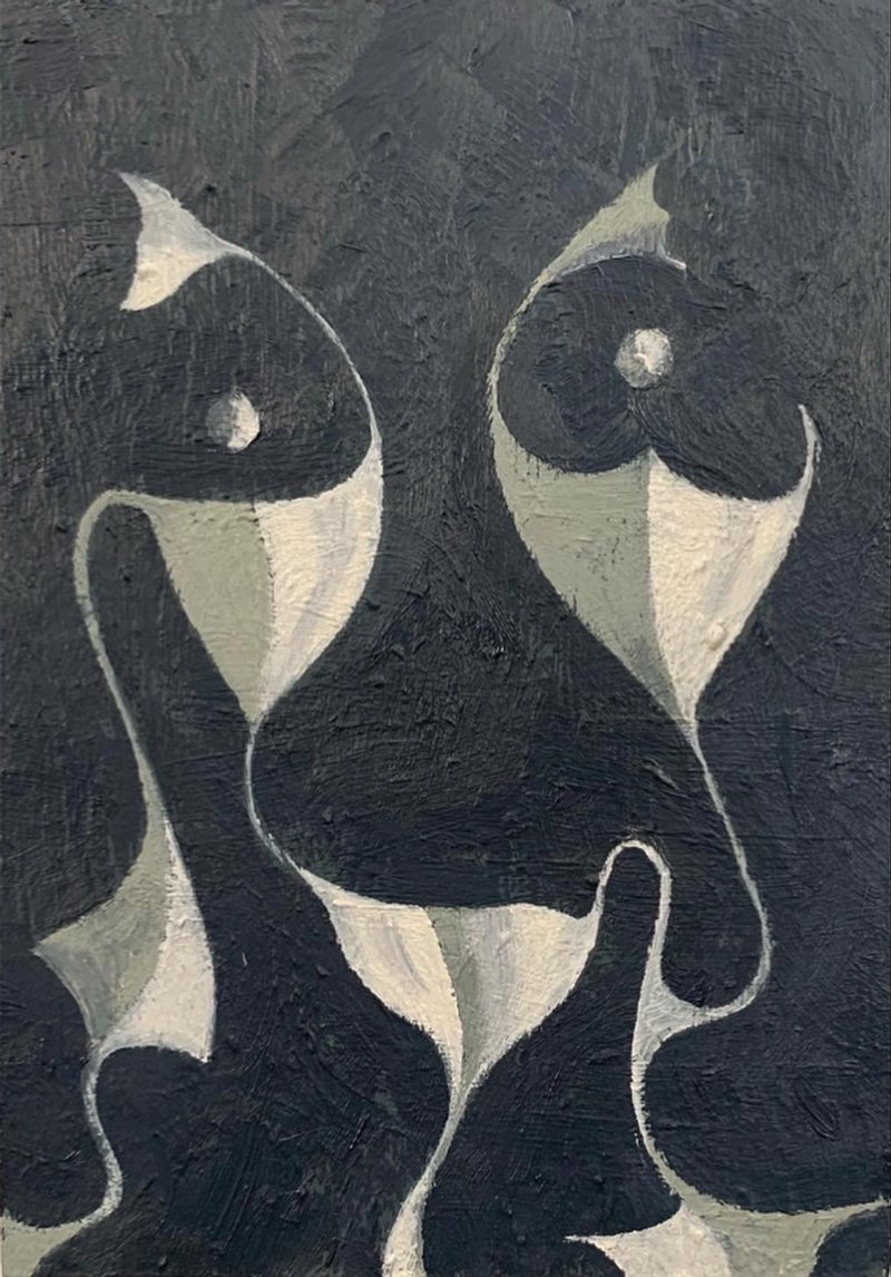 Macabre Dance, Oil on board, 5 x 8 inches, 2022