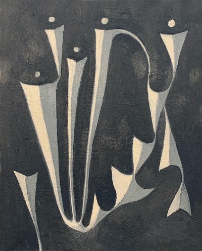 I Could Hear Trumpets, Oil on board, 12 x 8 inches, 2022