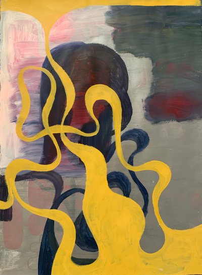 Transit, Oil and shellac on printmaking paper, 34 x 24 inches, 2019