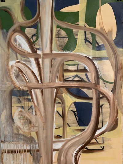 Hopeful Moment, Oil and shellac on printmaking paper, 34 x 24 inches, 2019