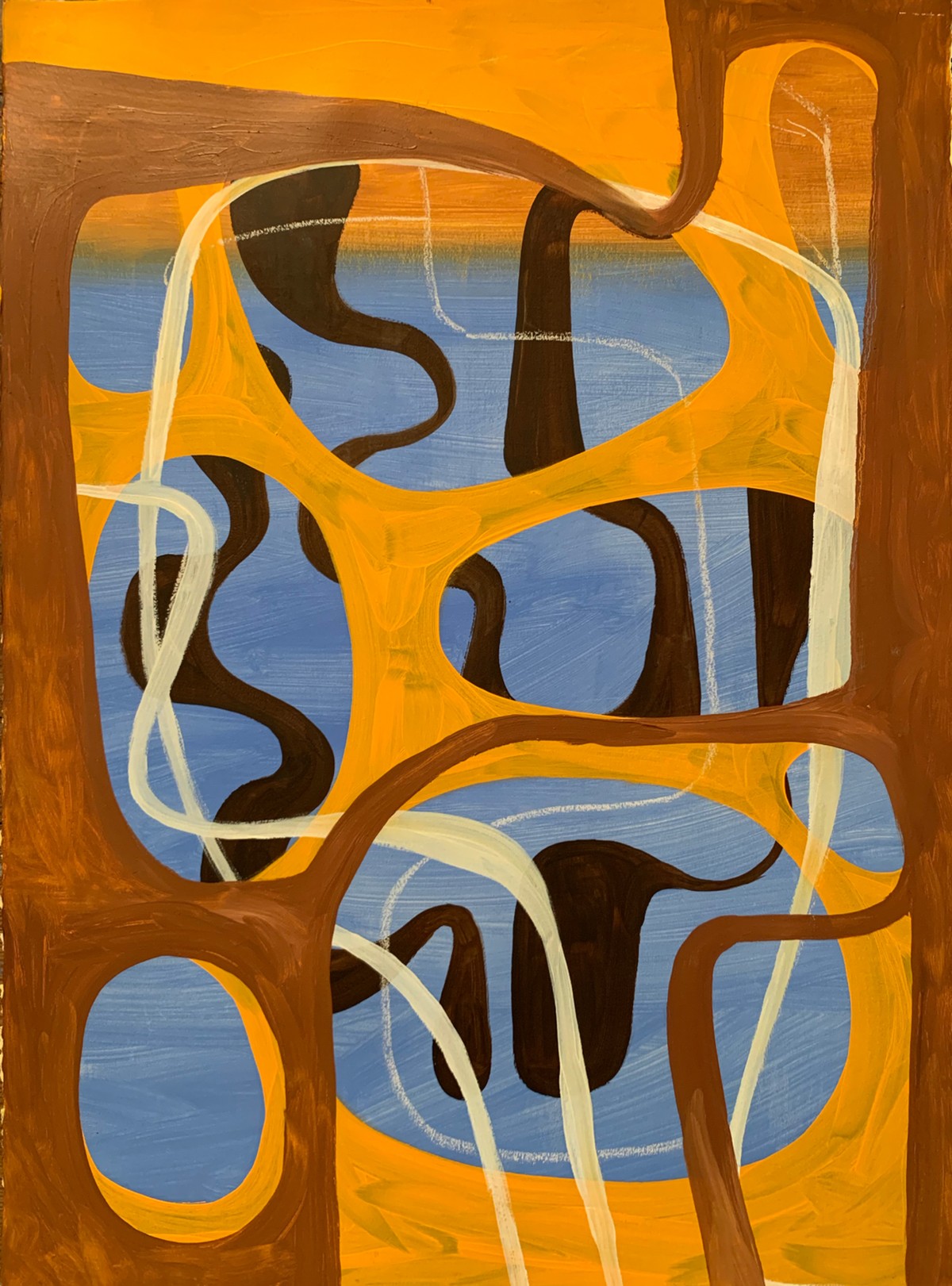 Caricature, Oil and shellac on printmaking paper, 34 x 24 inches, 2019