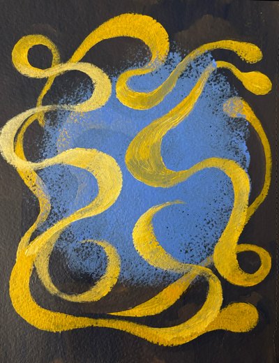 Vernal Fantasy (Orb), Gouache on paper, 9 x 11 inches