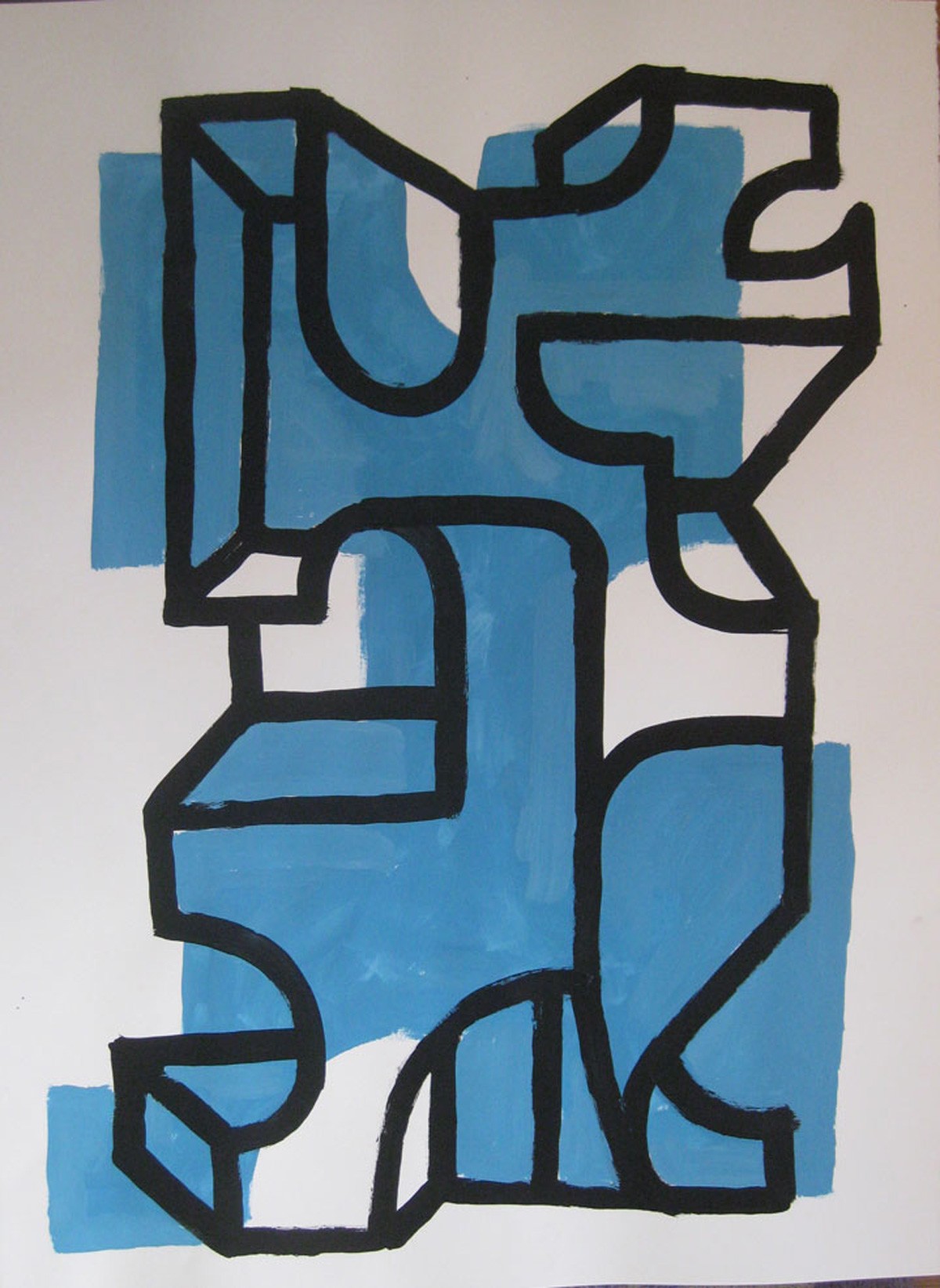 Assertive Tower, Tempera on paper, 36 x 24 inches, 2017