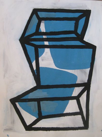 Ambivalent Tower, Tempera on paper, 36 x 24 inches, 2017